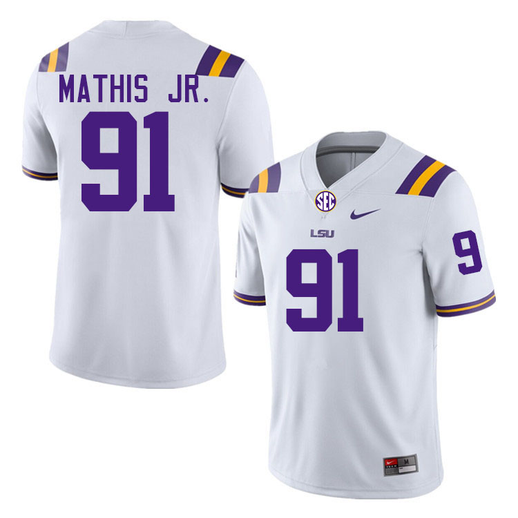 #91 Walter Mathis Jr. LSU Tigers Jersey,Louisiana State University Tigers Football Jersey-White